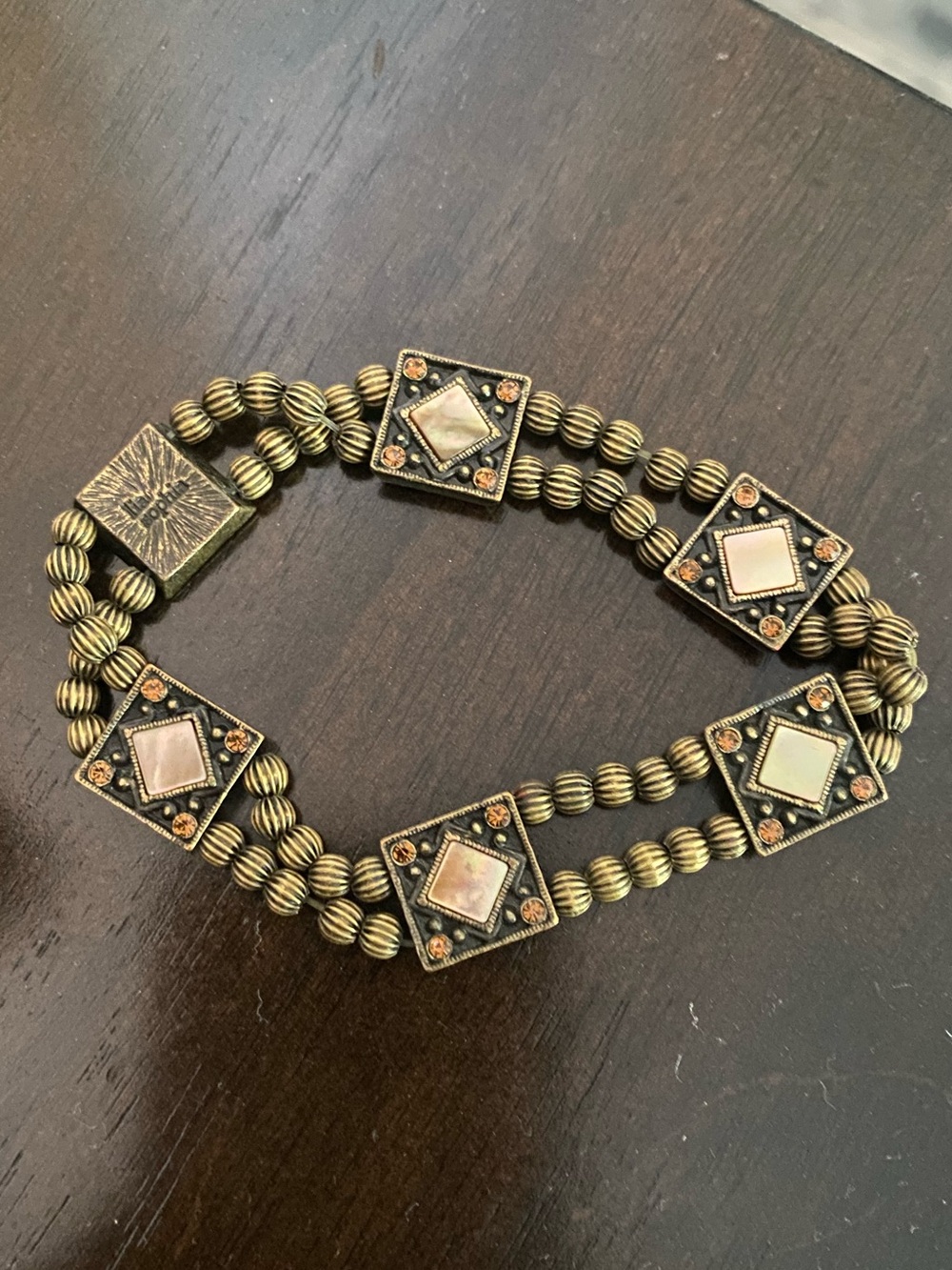 Authentic Lia Sophia Antique Style Panel Bracelet Featuring Mother of Pearl
